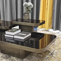 Table basse moderne en métal doré avec cadre en acier inoxydable table centrale convertible design pour salon meubles de maison