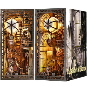 Estantería de Madera Estilo Cyberpunk Hecha a Mano, Creativa, 3D, DIY, Estantería en Miniatura para Libros, Juego de Muebles en Miniatura, Set de Rincón para Libros - Product Image 4
