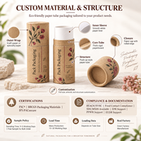 Tube en papier kraft biodégradable et recyclable 2-en-1 personnalisé pour baume à lèvres, parfum solide et déodorant en stick |   Estampage écologique