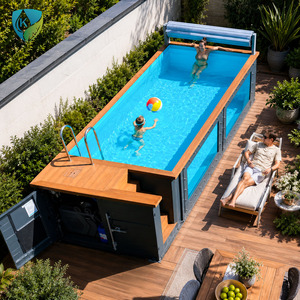 Grande piscine conteneurisée extérieure de 20 et 40 pieds, en fibre de verre, avec fenêtre de jardin en WPC, verre acrylique, pour terrasse, chauffée, pour enfants - Product Image 1