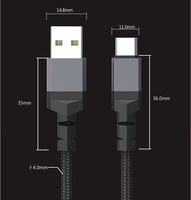 Grosir kabel USB tipe-c 1M/2M dengan konduktor tembaga murni & jaket kepang nilon untuk komputer iPhone Android pengisian cepat
