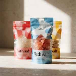 Kunden spezifische Mylar Taschen Großhandel Matte Finish 500g Meersalz Bade beutel Stand Up Verpackung Druck verschluss und Fenster beutel Tasche - Product Image 4