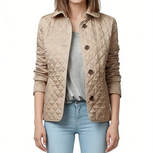 Women's <b>Quilted</b> Pattern Button-Up Notched Lapel, <b>Single</b>-breasted, Slim Fit - Casual Coat Fashion - Product Image 6