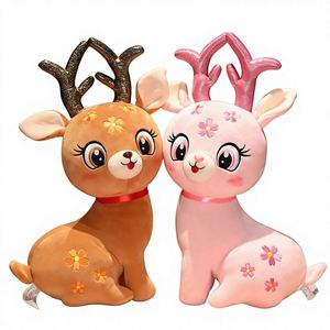 Adorable Peluche de Ciervo Marrón y Rosa, Almohada Pequeña para Dormir, Regalo para Niñas, Muñeca de Tela, Regalo de Cumpleaños, 33 cm - Product Image 2