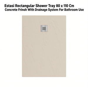 Plato de Ducha Rectangular Estasi 80 x 110 cm con Acabado de Hormigón y Sistema de Drenaje para Baño - Product Image 3
