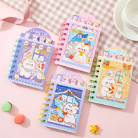 Carnet spirale mignon Depai A7-201, motif dessin animé, mini-journal kawaii avec onglets découpés, 80 feuilles lignées, reliure Wire-o, cadeau pour enfants et étudiants