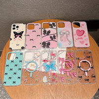 Coque de téléphone PC antichoc à motif papillon mignon avec chargement sans fil magnétique pour iPhone 17Air 16 15 14 13 12 11promax