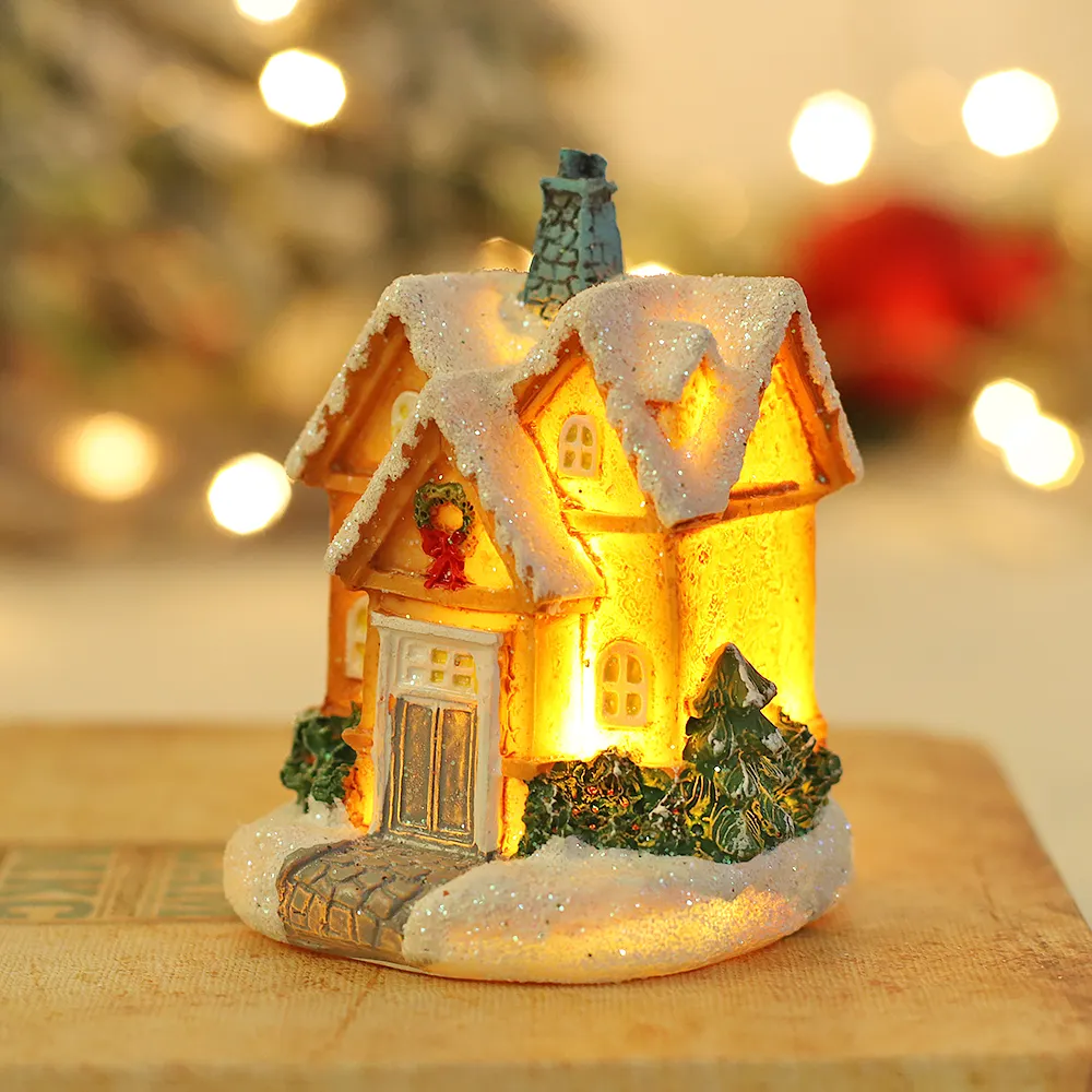 यूरोपीय <span class=keywords><strong>शैली</strong></span> बर्फ घर राल घर क्रिसमस गांव घर क्रिसमस मेज सजावट घर के सामान