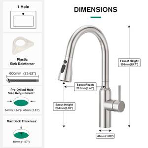 Factory Direct Sales Modern Touch Control Pull Kitchen Faucet Ceramic Lead-free CUPC Certified Stainless Steel <b>Deck</b> - Product Image 5