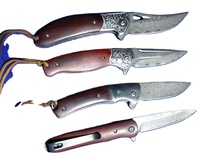 Couteau pliant de qualité supérieure en acier Damas, lame pointue, qualité industrielle, manche en bois, utilitaire, chasse, camping, 17,8-20,5 cm, OEM, cadeau