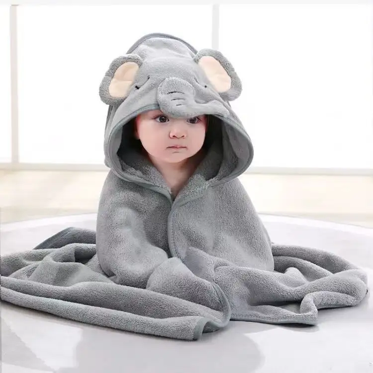 Hot Selling Animal Hooded Soft Children's Hooded Cloak Cartoon Baby Coral Fleece Kids Bath Towel