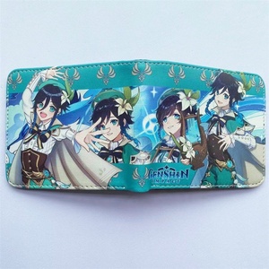 Yuanshen – <span class=keywords><strong>portefeuille</strong></span> en cuir pu avec personnage de dessin animé, sac à cartes pliable court pour garçon et fille, porte-monnaie - Product Image 3