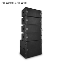 Système de sonorisation Line Array passif GLA208 + GLA18 avec 4 enceintes 2 voies de 8 pouces, 1 caisson de basses de 18 pouces et cadre de suspension
