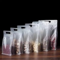 Sacs d'emballage en film transparent givré imprimé en gros, scellables à la chaleur, pour aliments, bonbons, noix, bijoux, cadeaux, avec soufflet latéral et fermeture éclair