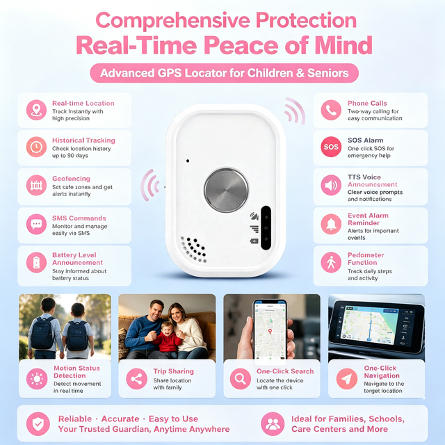 SOS Smart Mini GPS AGPS 4G LTE Kids Tracker with Real-Time Tracking Anti Lost Device Waterproof Design for Pour Enfants Children