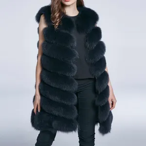 <span class=keywords><strong>Gilet</strong></span> en fourrure de renard naturelle pour femme, style en V multicolore personnalisé, populaire, 90 cm de <span class=keywords><strong>long</strong></span> - Product Image 6