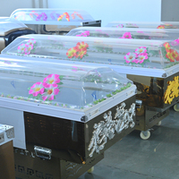Ataúd de exhibición mortuoria de alta resistencia con cubierta transparente de cristal y unidad de enfriamiento directo para servicios funerarios profesionales