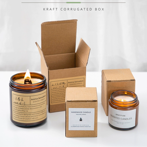 Can DIY gift <strong>box</strong> rectangular cowhide corrugated paper scented candle packaging <strong>box</strong> Bougie emballage carton - Product Image 1