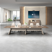 Ensemble de table de réunion de formation pour 12 personnes, mobilier de bureau rectangulaire moderne en bois de grande taille pour les salles de conférence