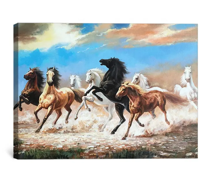 100% handmade high quality impressionist art animal oil painting running horses wall art canvas oil painting for home decor