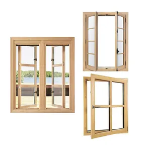 wooden color Modern Design Ualuminum French Casement Windows: Stylish and Energy-Efficient