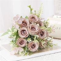 Petit bouquet de roses artificielles LUYI pour la décoration de la maison, décorations de mariage, bouquet de fleurs artificielles pour cadeaux DIY