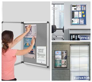 Có thể khóa nút chai bảng thông báo với vải khô xóa kết hợp kèm theo kính trong suốt tường hiển thị khung gỗ Bảng tin - Product Image 5