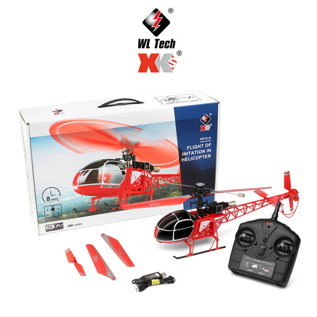 Newest Wltoys V915-A RC Helicopter RTF 2.4G 4CH Dual Brush Motor Control Helicopter Fixed Height Aircraft Drone for Presents
