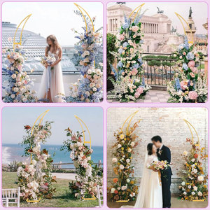 Ensemble de supports d'arche métallique pour toile de fond, 2 arches florales courbes, cadre écologique pour scène de mariage, cérémonie et anniversaire - Product Image 3
