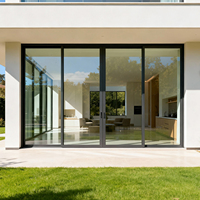 Porte coulissante moderne insonorisée et isolante en aluminium avec double vitrage trempé, étanche, pour villa, usage intérieur/extérieur dans le jardin