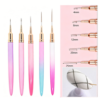 1Pc Set Kuas Liner Kuku Metalik Gradasi, Kuas Stripper Bulu Ultra Tipis, Pena Nail Art, Kuas Gambar Gel UV untuk Garis-garis, Bunga, dan Strip