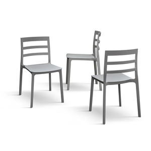 Luca <b>Chair</b> Set Of 4 Grey Polypropylene Indoor <b>Outdoor</b> Dining <b>Chairs</b> - Product Image 2