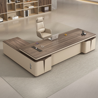Ensemble de bureau et de chaise de direction de luxe léger, mobilier de bureau en bois personnalisable avec un design minimaliste moderne