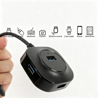 Hub Magnético USB 3.0 de 4 Puertos con Entrada Tipo C de 5V para Ratón, Teclado, Memoria USB, Impresora, Laptop, PC de Escritorio