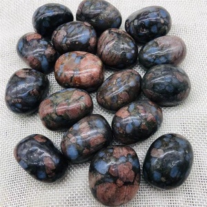 Vente en gros en vrac, pierre de tache bleue polie naturelle, pierre de verre en cristal de saphir pour jardin - Product Image 2
