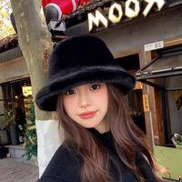 Chapeau Bob Synthétique Style Urbain en Vison, Couronne Profonde, Large Bord, Vintage, Chapeau Cloche Doux et Moelleux pour Femme, Tendance Automne