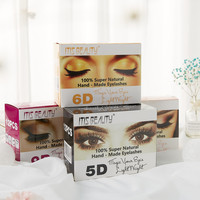 Lot de 2 paires de cils naturels 3D en gros, sans cruauté animale, avec étiquette personnalisable