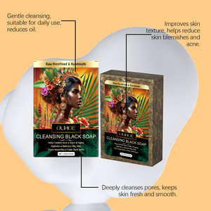 HOYGI Jabón Negro Africano <span class=keywords><strong>Natural</strong></span> y Orgánico para Lavar el Rostro, Exfoliante que Elimina Impurezas y Atenúa Manchas Oscuras - Product Image 1