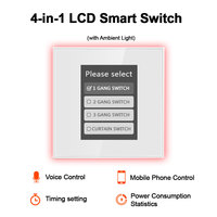 Interrupteur intelligent à écran tactile LCD LEDEAST L8-HS, prend en charge la commande vocale, interrupteur 1/2/3 rideaux, multifonction 4 en 1 avec contrôle par application