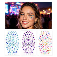 Nouveaux designs DIY, autocollants 3D colorés en forme d'étoile, pierres précieuses pour le corps, strass auto-adhésifs pour le maquillage, bijoux pour le visage en forme d'étoile
