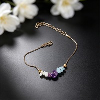 Bracelet en pierre naturelle pour femme, pierre de lune, aigue-marine, améthyste, bracelet en éclats de cristal, bijoux de guérison, vente en gros