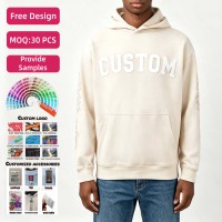 Sudadera con Capucha para Hombre, 500 g/m², 100% Algodón, Lavada, con Apliques Bordados, Corte Regular, Cuello Redondo