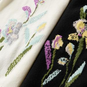 Customized Womens Elegant Deep V-Neck Floral Knitted Coats 100%Wool <strong>Long</strong> Sleeve Knitted <strong>Cardigan</strong> <strong>Sweater</strong> for Autumn Winter - Product Image 3