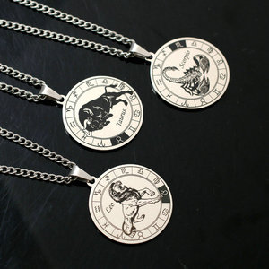 Collares con colgante de acero inoxidable para hombre, con personalidad, con horóscopo del zodiaco, Arcana, <span class=keywords><strong>Tarot</strong></span>, con tarjeta, venta al por mayor - Product Image 3