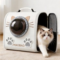 Sac à dos pour animaux de compagnie en forme de capsule spatiale, sac de transport pour chat en PU, ouverture latérale, sac à dos de voyage portable pour animaux de compagnie pour les promenades en plein air, les visites chez le vétérinaire, OEM ODM
