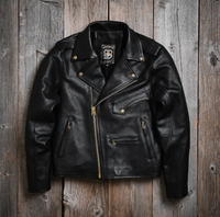 Blouson Moto Classique Noir Grainé pour Homme, Col Revers, Fermeture Éclair Dorée Asymétrique, Multi-Poches, Style Streetwear, Vêtement d'Extérieur Moto, OEM ODM