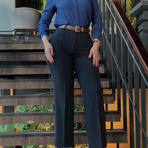 Pantalones Casuales de Cintura Alta para Mujer, Primavera-Otoño, Corte Regular, Cómodos, Pierna Recta, Spandex/Poliéster, Anti-Pilling, Largo Completo - Product Image 6