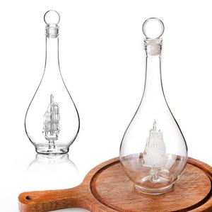 Decorazioni in vetro borosilicato alto soffiato a mano creative bottiglie di vino da barca a vela bicchieri a vela lisci - Product Image 4
