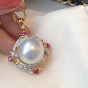 จี้ทอง 18K พร้อมไข่มุกน้ำจืดธรรมชาติ คลาสสิค ควีน 13-14 มม. สวยงามและมีสไตล์ พร้อมกล่องของขวัญเข้าชุด - Product Image 1