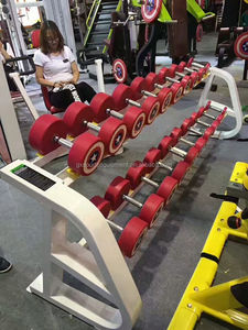 Cheap gym <span class=keywords><strong>bar</strong></span> 3 black hole coated RUBBER dumbbell plate - Product Image 4